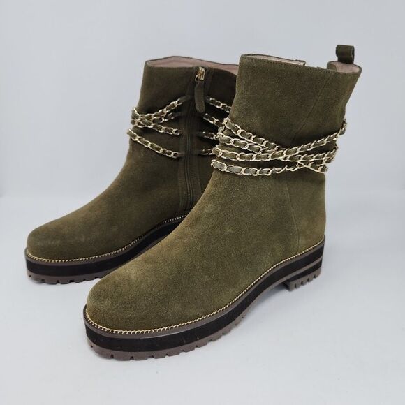 CECELIA NEW YORK Shoes - New Cecelia New York Womens Misunderstood Mid Chain Boots Green Suede Size 11